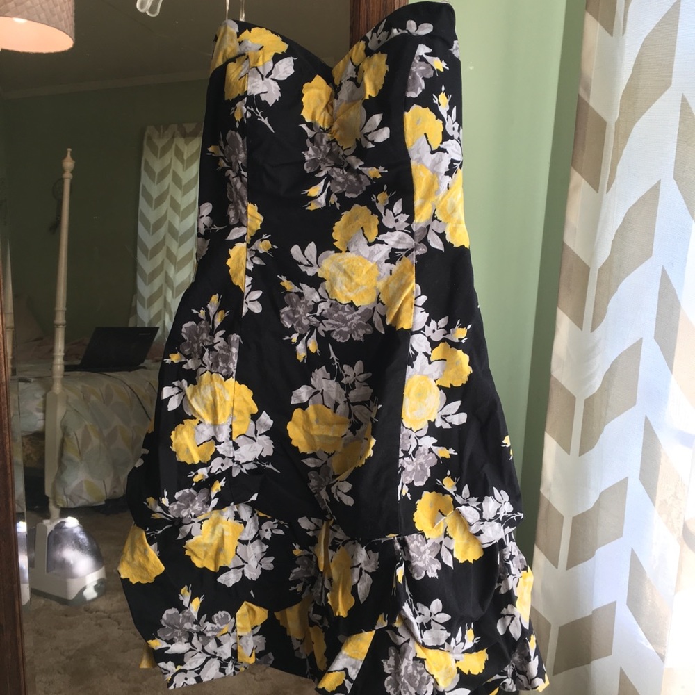 Black and Yellow Rose Floral Homecoming Dress